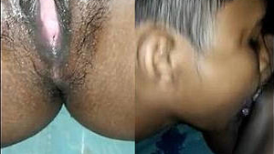 Girlfriend's smooth vagina gets stimulated with fingers and tongue