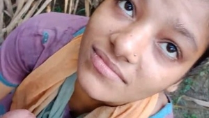 Village girl performs oral and vaginal sex outdoors