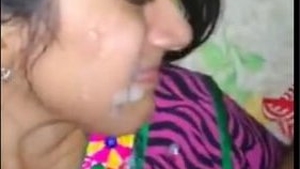 Indian aunty choked and covered in semen during facial