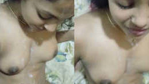 A female student receives a large load of semen following intercourse with her partner