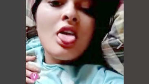 Naked girl gets turned on during video chat
