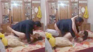 Mustached man and young Pakistani girl have sex in a missionary position