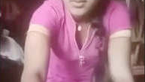 Beautiful girl pleasures herself with her hands in a natural setting