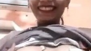 Indian woman seductively displays her large breasts on VK