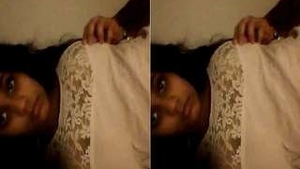 A stunning woman flaunts her ample bosom