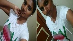 A cute Tamil girl flaunts her breasts in a video call