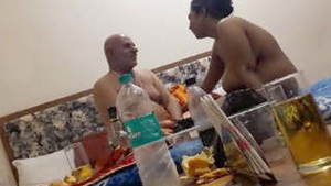 Elderly gentleman and Randi in intimate encounter