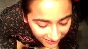 Indian girlfriend's sensual skills impress with blowjob technique