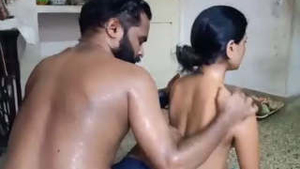 Husband gives his wife a full body massage