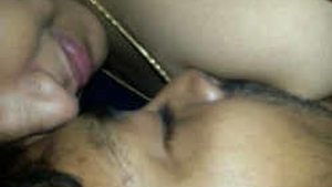 Aroused Indian aunt's boyfriend eagerly sucks her breasts