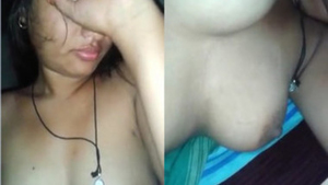 Indian girl hides her face but man reveals her XXX tits in sex tape