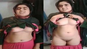 Wife Dehati flaunts her breasts and vagina at the command of her husband