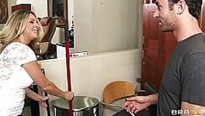 Horny blonde amateur MILF Angela Attison is fucked anally by her customer