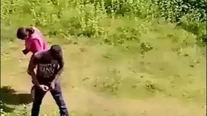 Caught on camera: Outdoor standing fucking session