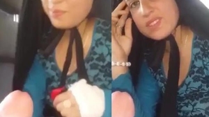 Stunning Pathani girlfriend gives a car blowjob in public