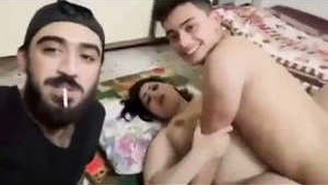 Chubby aunty moans in pleasure during steamy threesome