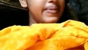 Desi girl with perky boobs and cute face exposes her pussy in public