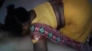 Naughty quick fucking her pussy with harami desi Aunty in Saree