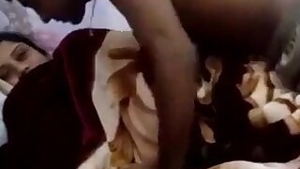 Newly married tamil housewife kissing her husband