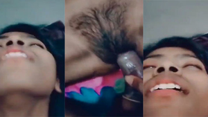 Watch a young girl with hairy pussy in action