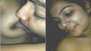 Desi GF's big boobs get sucked by her lover