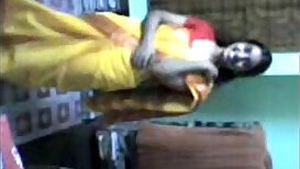 Indian Girl stripping saree after party