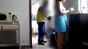 Naked and flashing plumber