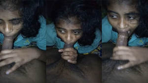 A Tamil girl gives her husband a blowjob in this video