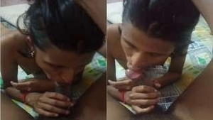 Tamil wife gives a blowjob to her husband