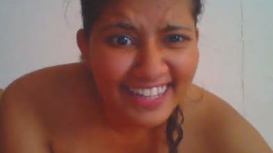 Adorable college girl records a video for her boyfriend