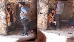 Desi's partner gives oral sex outside the door and engages in standing sex