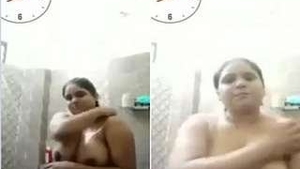 Desi wife gets naughty in the shower during video call