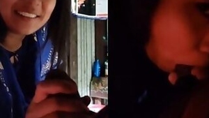 Damn cute girl giving blowjob to her elder brother