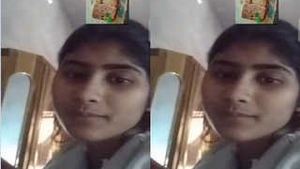 Village girl bares her breasts and intimate area on VC