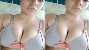 A stunning girl with a camera reveals her intimate parts