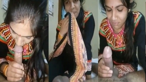 Hot Indian wife gives a blowjob to her husband on cam