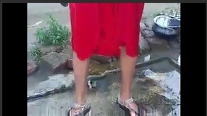 Indian ladies enjoy a steamy open shower experience