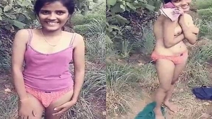 Village girl reveals her sexy boobs in outdoor nude mms