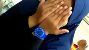 Chubby Indian girl has her boobs pressed by her fingers