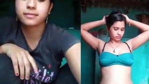 A charming Indian lady displays her breasts, intimate area, and buttocks