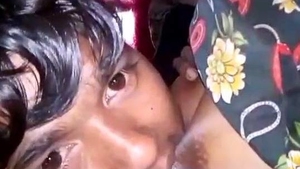 Daily laborer from Bengal enjoys boob sucking
