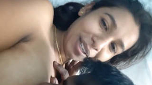 Beautiful Indian girl's boobs and pussy sucked by lover in part 2