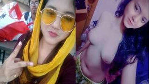 Exclusive video of a sexy Indian girl revealing her breasts on video call