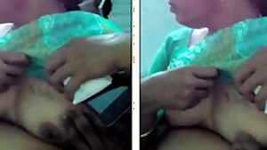Insistent Desi boy before sex coaxes prude GF to flash her XXX tits