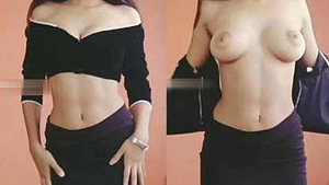A seductive Indian woman takes off her dress, unveiling her entire body