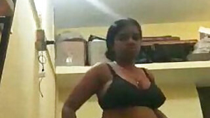 Mischievous Desi woman with two sexy boobs films XXX video of herself