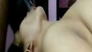 Cute Auntie Sucks cock and gives blowjob while lying