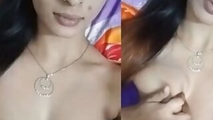 Small booby Tamil girl topless selfie video